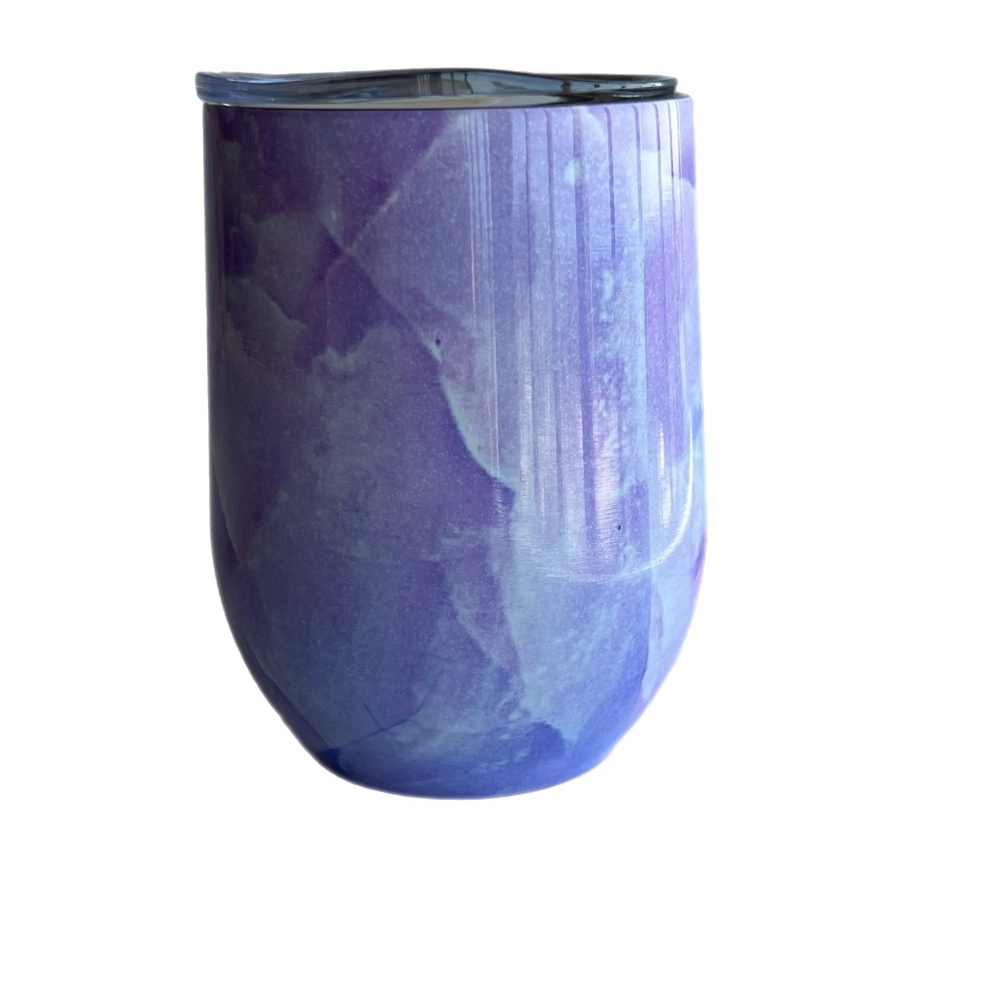 New With Box Purple Marble Insulated Wine Tumble 12oz